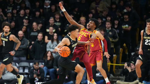Colorado Buffaloes guard KJ Simpson USC Trojans guard Bronny James men's basketball